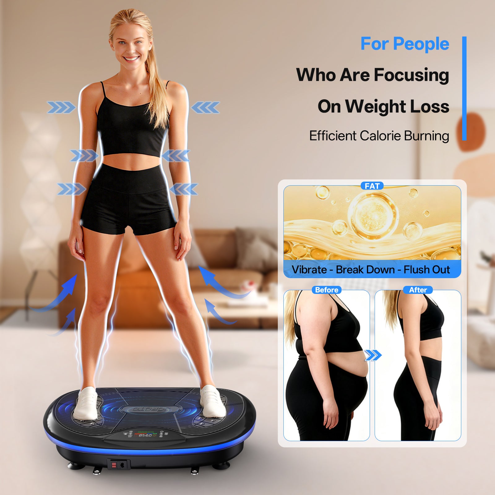 JOROTO JV80 Vibration Plate Machine – 4D Full Body Trainer with Triple Motor, App Support & Bluetooth Speaker
