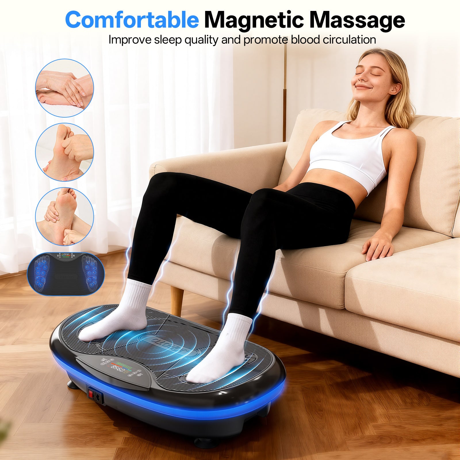 JOROTO JV80 Vibration Plate Machine – 4D Full Body Trainer with Triple Motor, App Support & Bluetooth Speaker