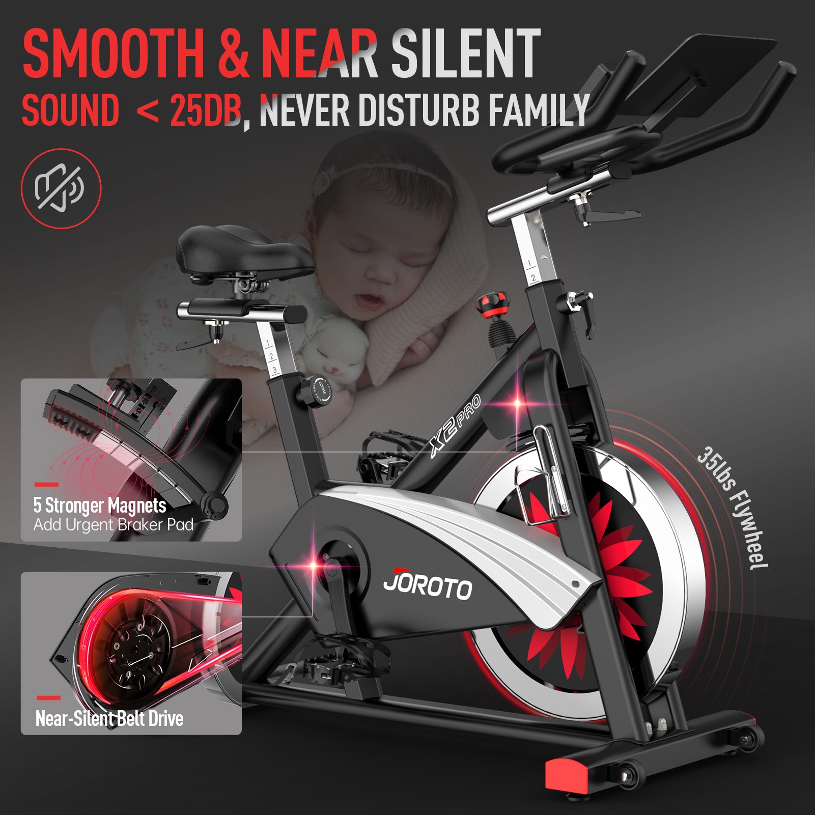 Vélo d'exercice stationnaire Bluetooth JOROTO X2PRO