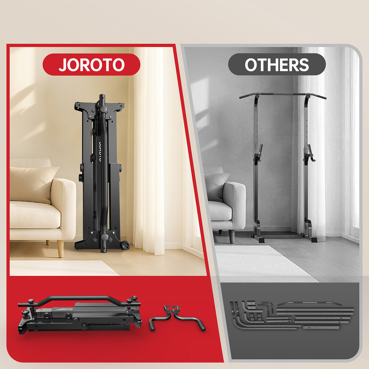 JOROTO JU30 Power Tower – Foldable Pull-Up & Dip Station