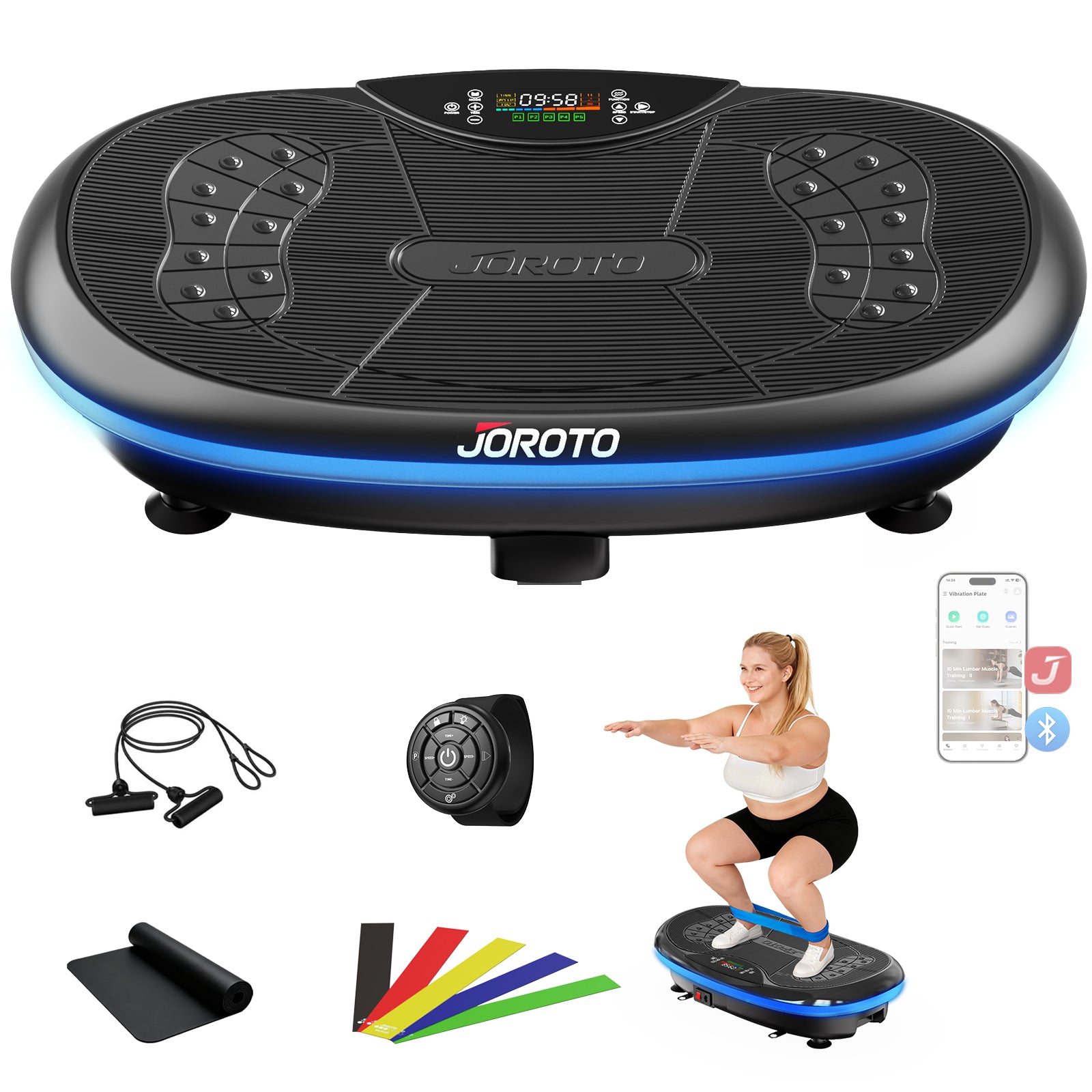 JOROTO JV80 Vibration Plate Machine – 4D Full Body Trainer with Triple Motor, App Support & Bluetooth Speaker