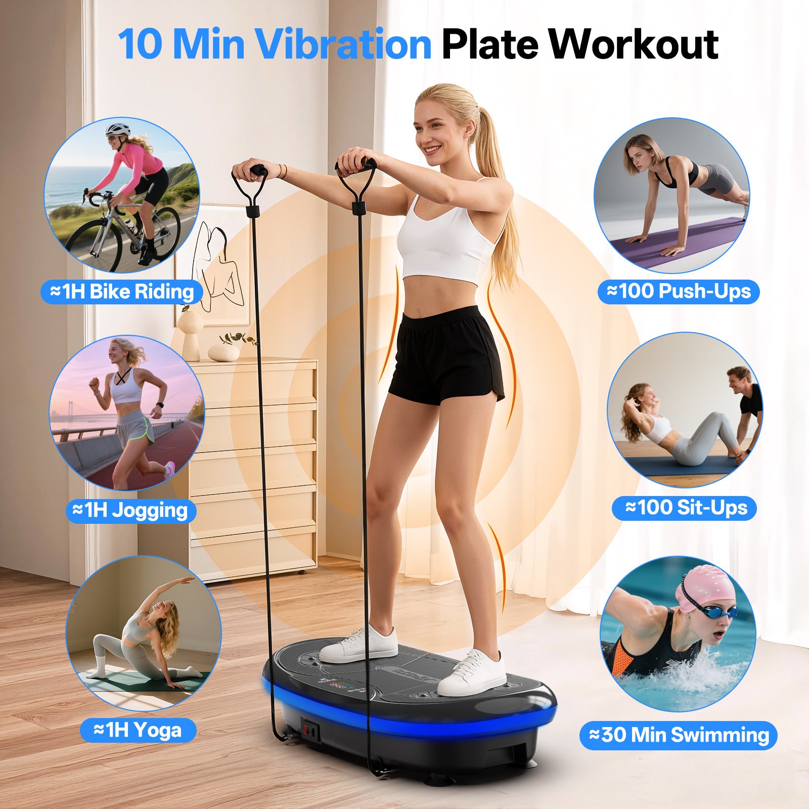 JOROTO JV80 Vibration Plate Machine – 4D Full Body Trainer with Triple Motor, App Support & Bluetooth Speaker