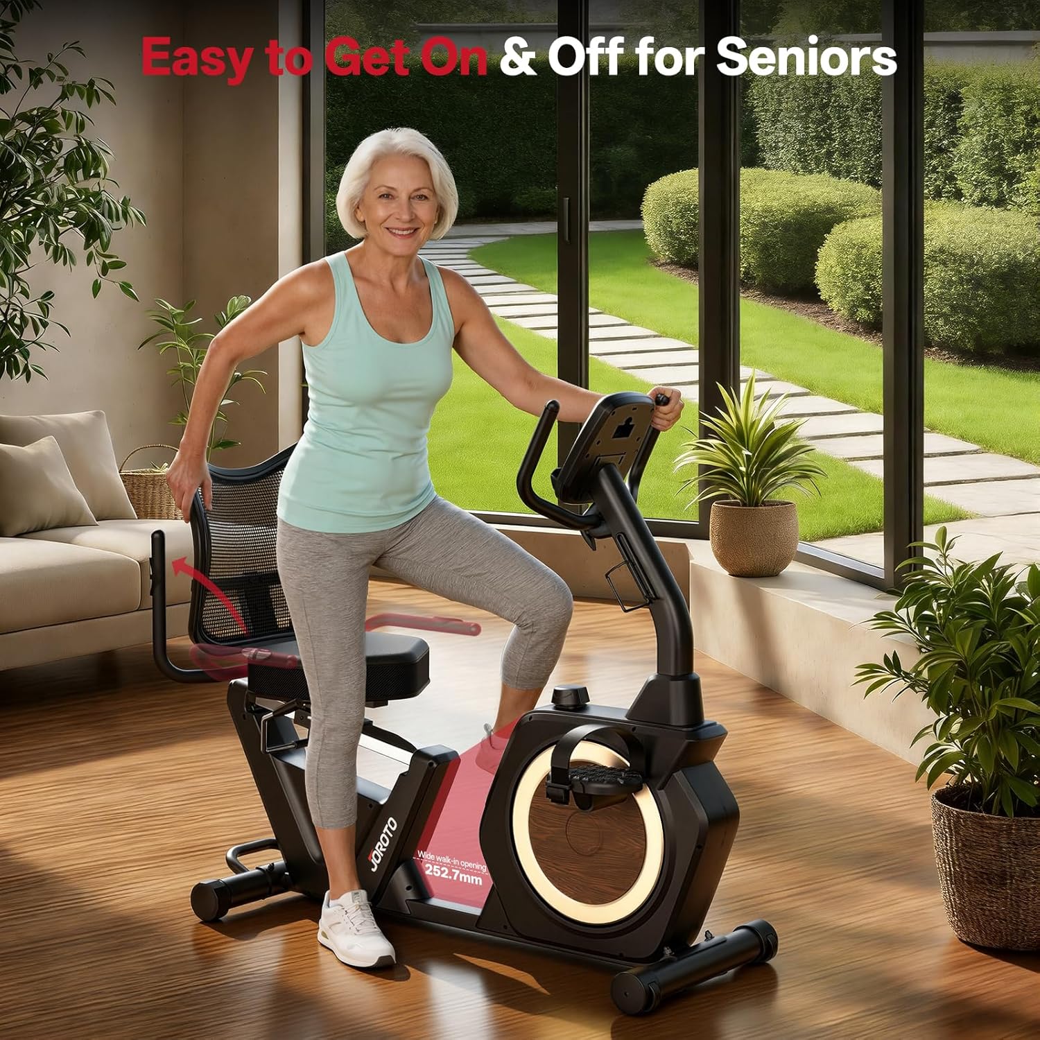 JOROTO JH50 Recumbent Exercise Bike – 16-Level Magnetic Resistance, App Compatible, 400 lb Capacity for Home Use