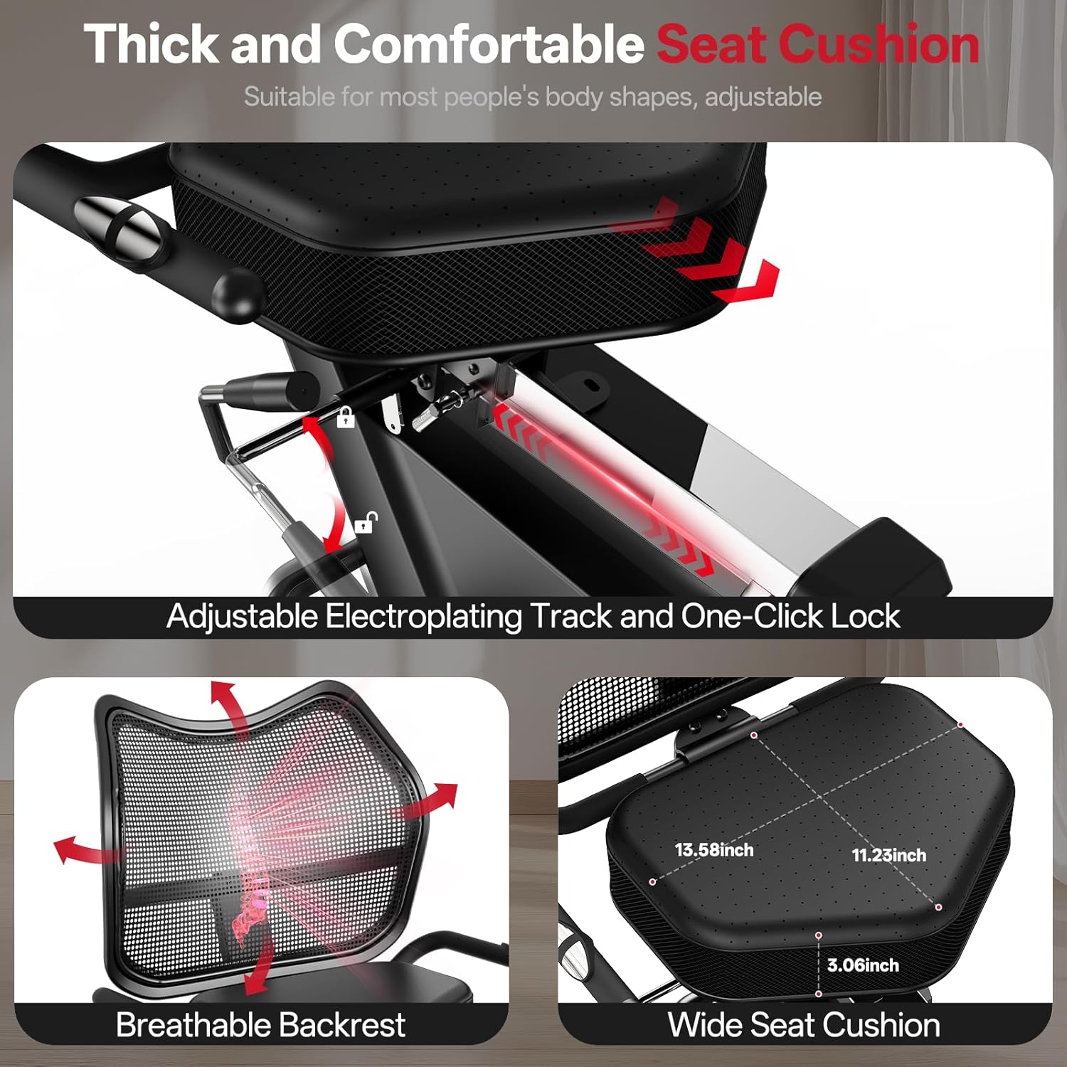 JOROTO JH50 Recumbent Exercise Bike – 16-Level Magnetic Resistance, App Compatible, 400 lb Capacity for Home Use