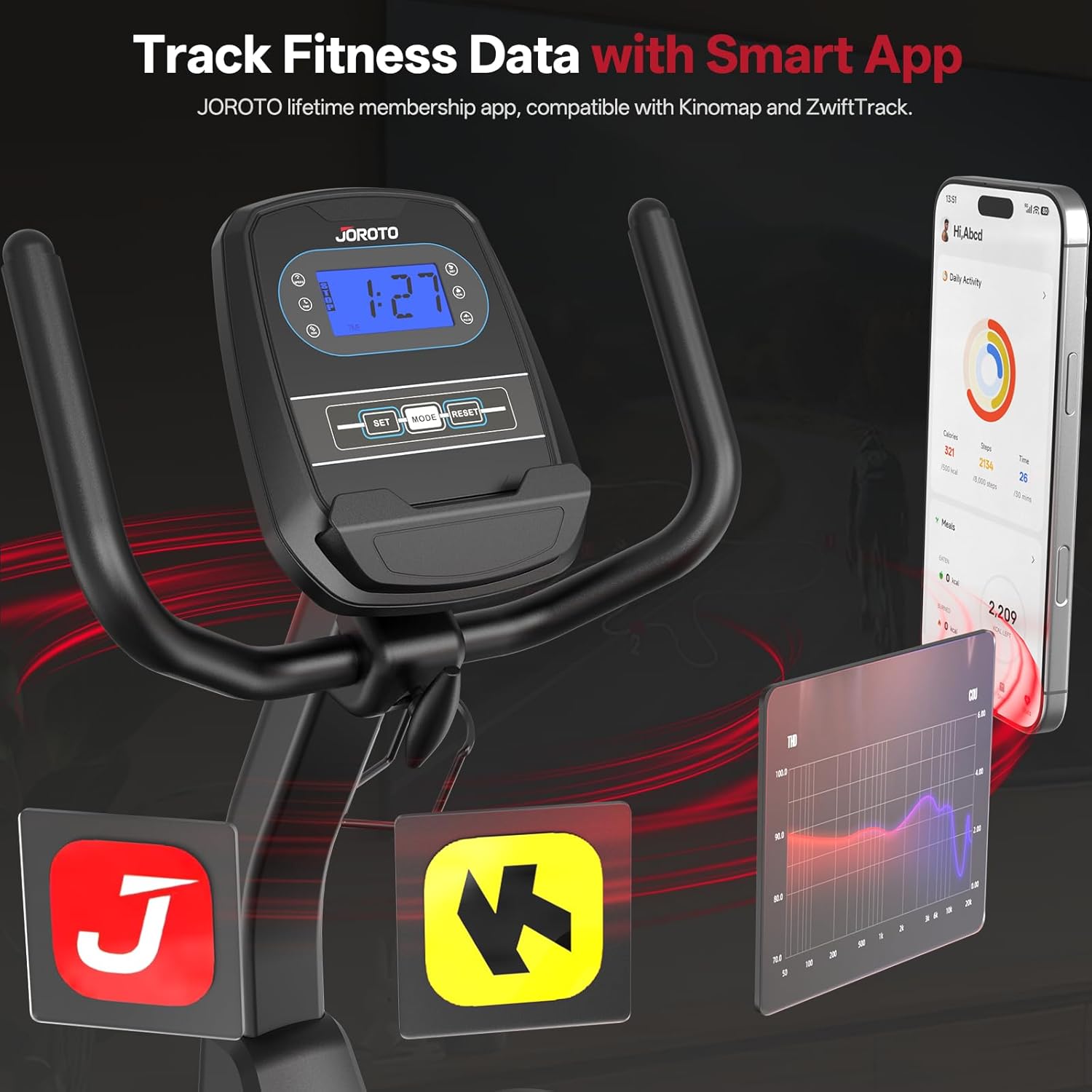 JOROTO JH50 Recumbent Exercise Bike – 16-Level Magnetic Resistance, App Compatible, 400 lb Capacity for Home Use