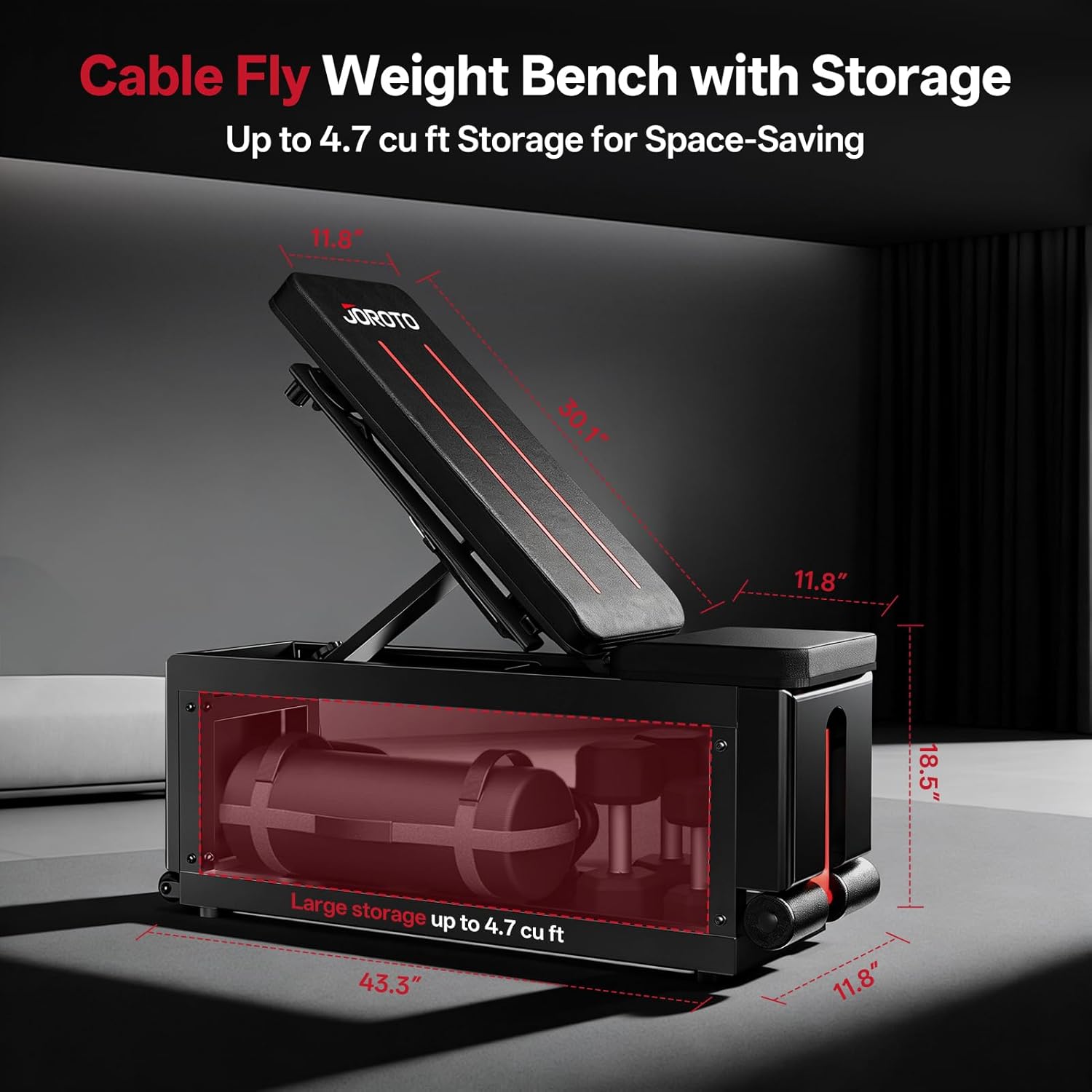 JOROTO MD85 Adjustable Bench – 990 lb, Cable Fly & Dumbbell Storage for Home Gym