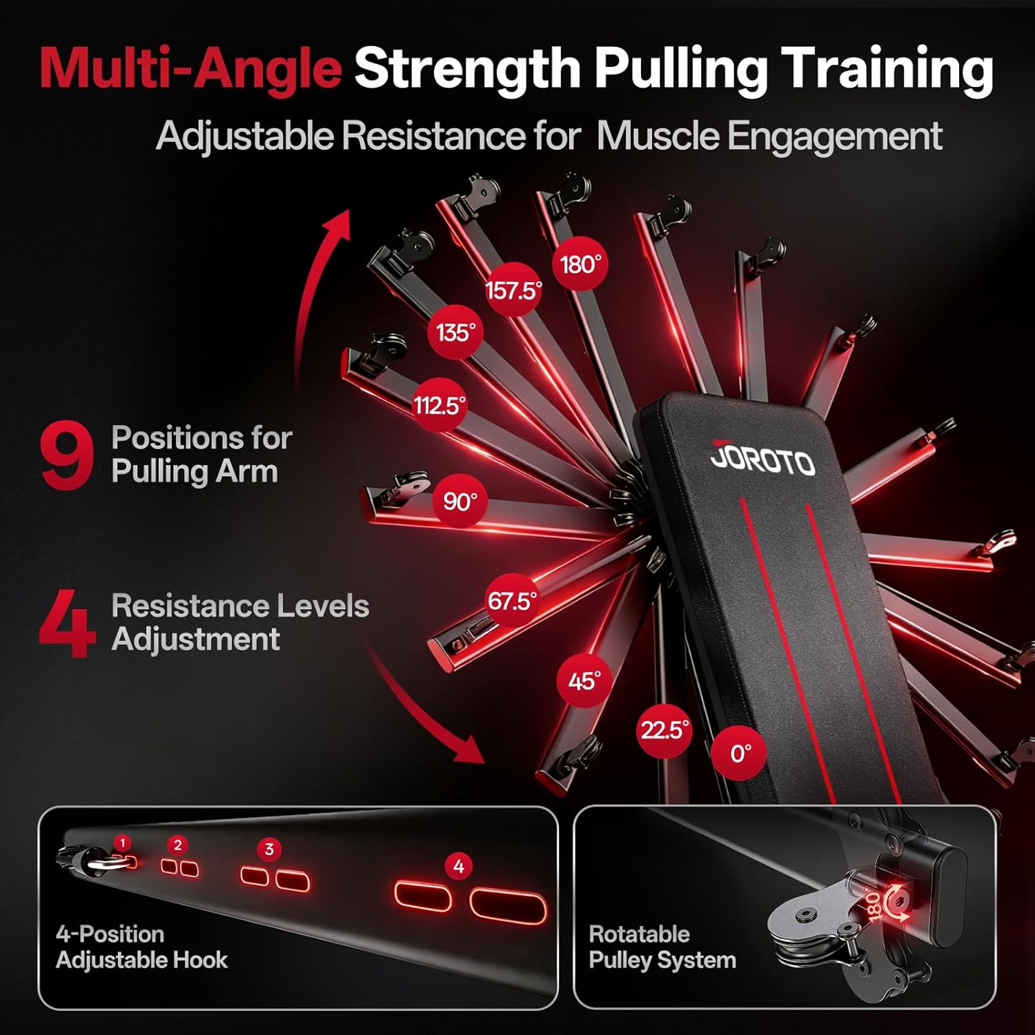 JOROTO MD85 Adjustable Bench – 990 lb, Cable Fly & Dumbbell Storage for Home Gym