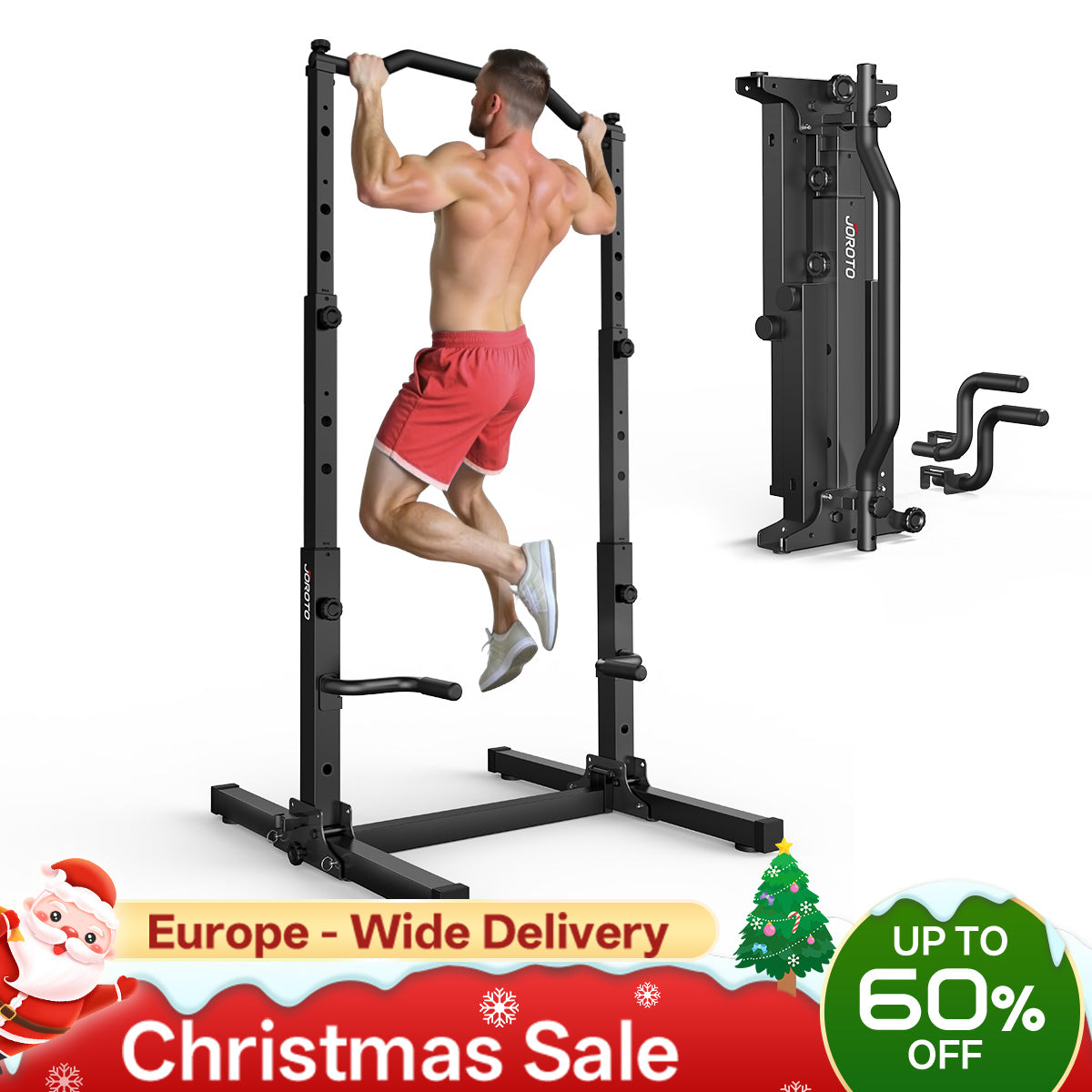 JOROTO JU30 Power Tower – Foldable Pull-Up & Dip Station