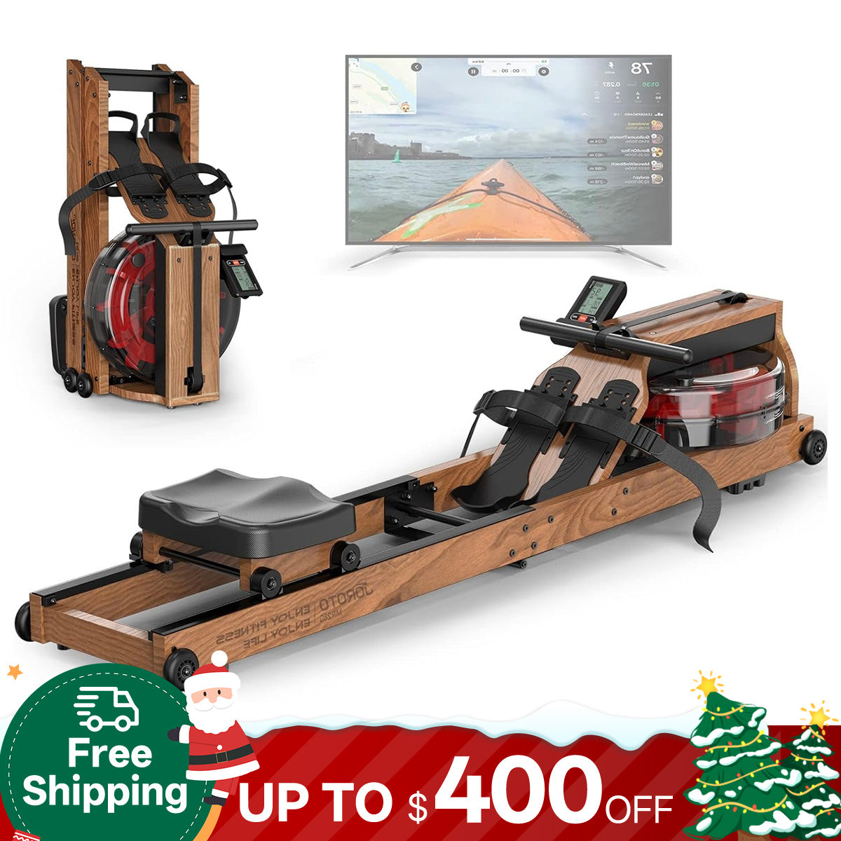 JOROTO MR280 Solid Oak Water Rowing Machine