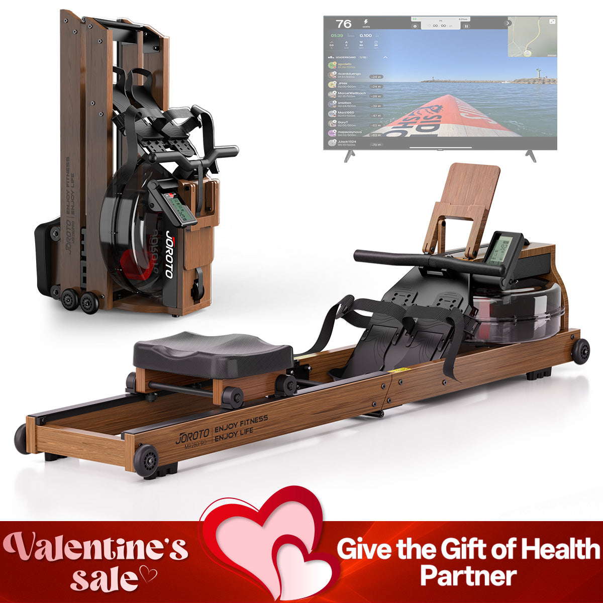 JOROTO MR280PRO Solid Oak Water Resistance Rowing Machine