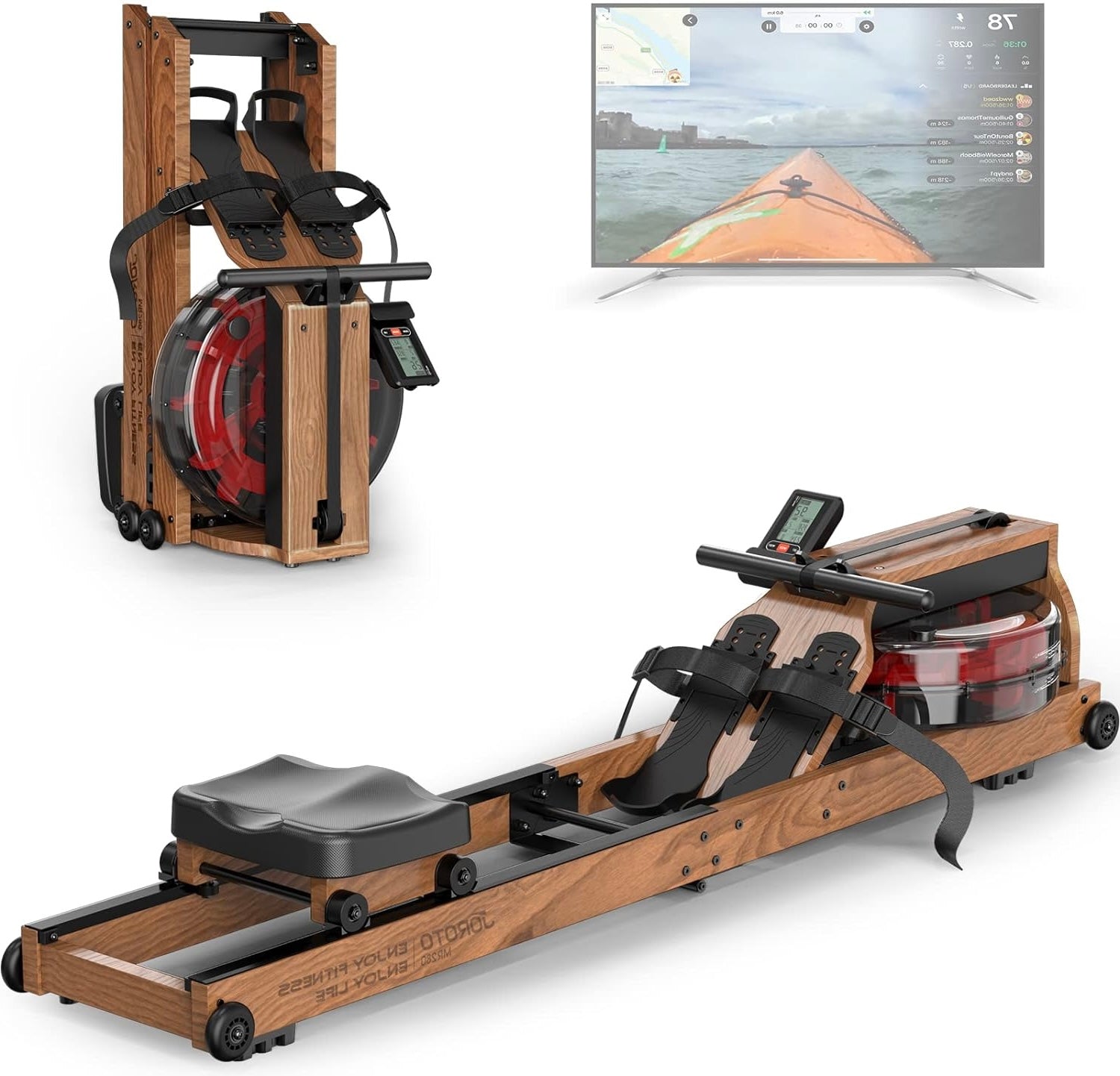 JOROTO MR280 Solid Oak Water Rowing Machine - jorotofitness
