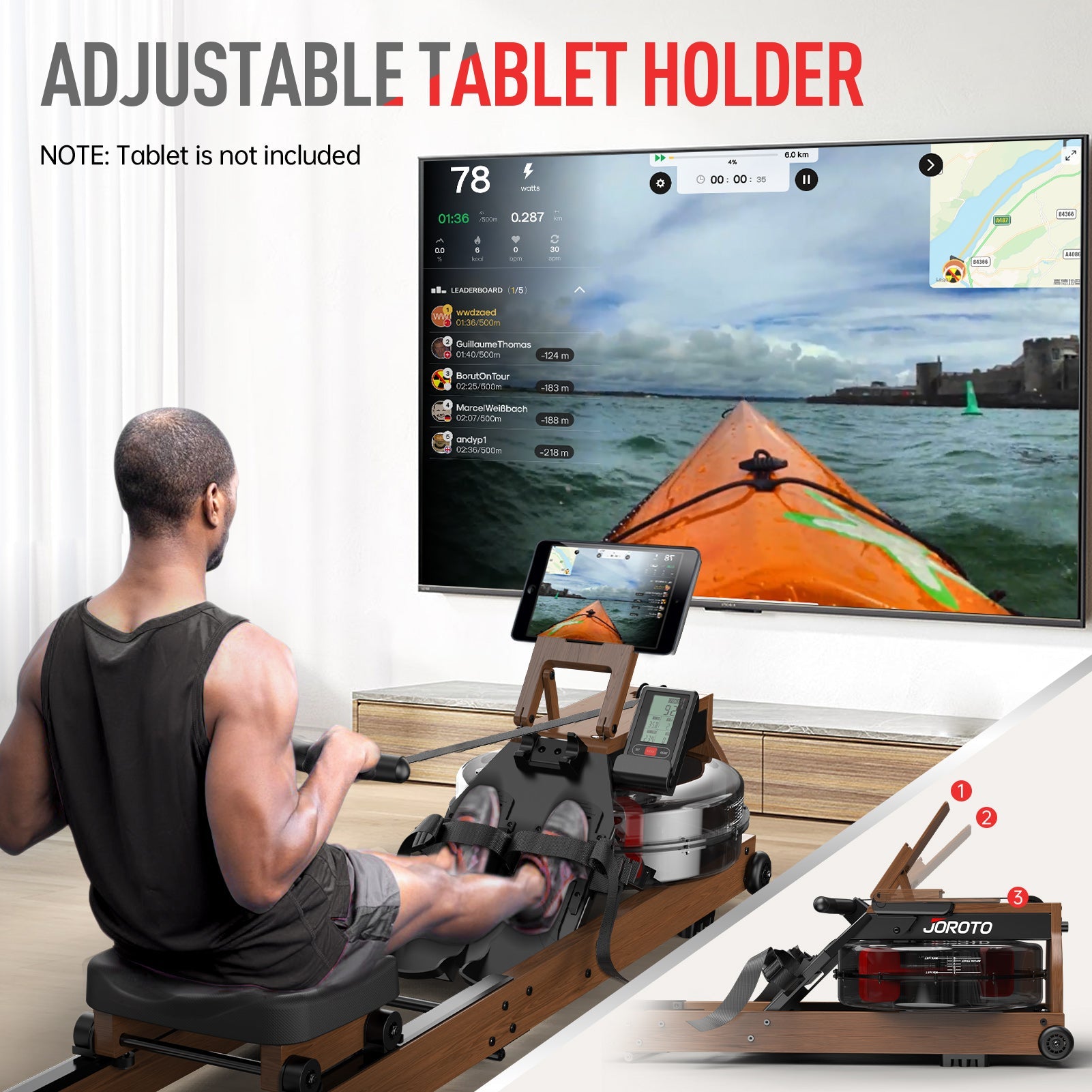 JOROTO MR280PRO Solid Oak Water Resistance Rowing Machine - Jorotofitness