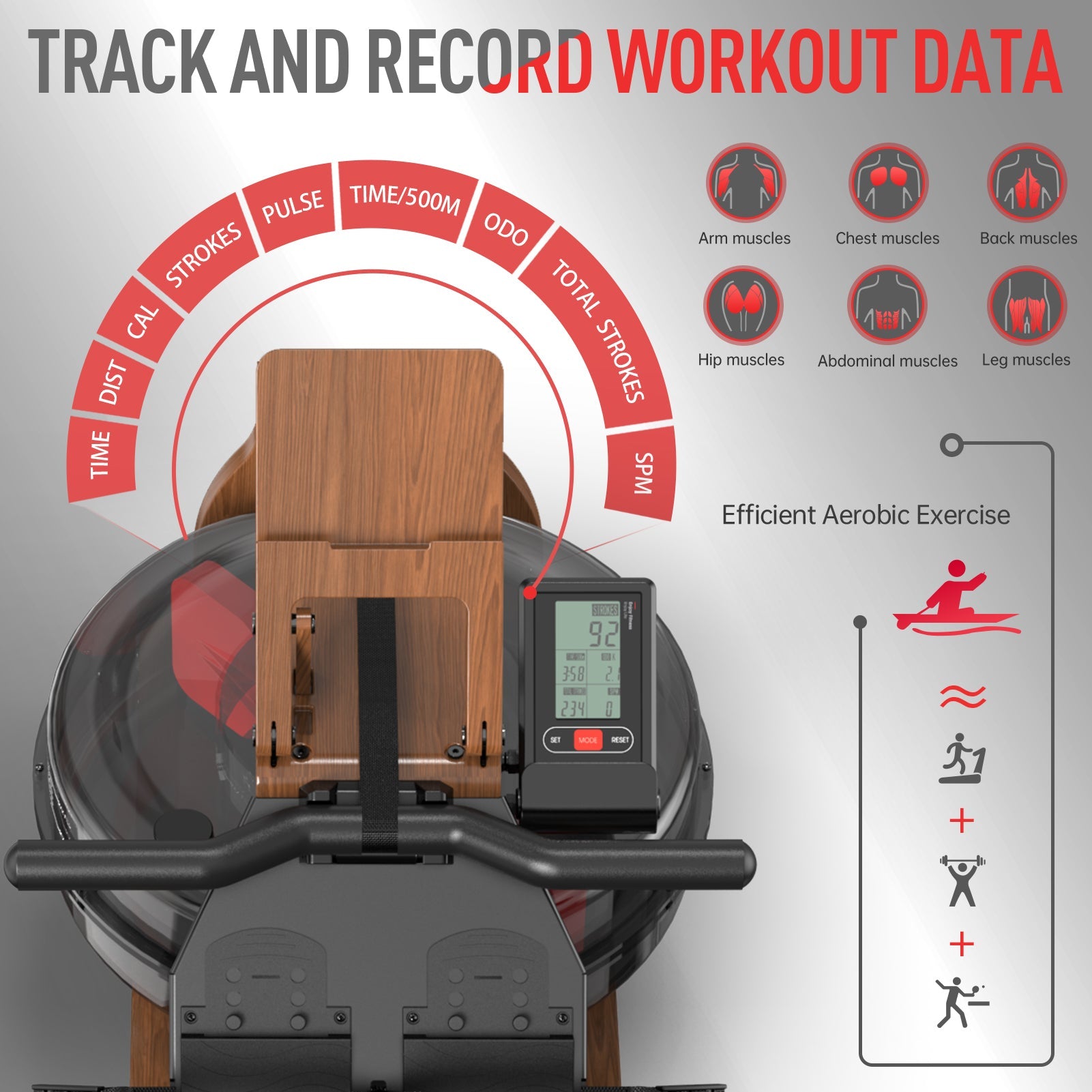 JOROTO MR280PRO Solid Oak Water Resistance Rowing Machine - Jorotofitness
