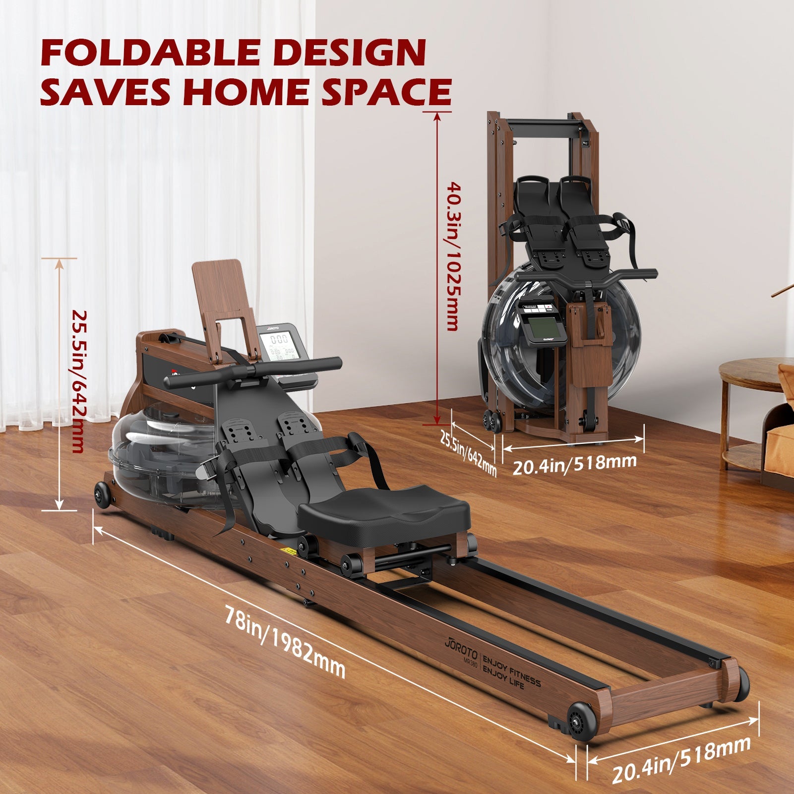 JOROTO MR380 - Luxury Experience Water Resistance Rowing Machine - Jorotofitness