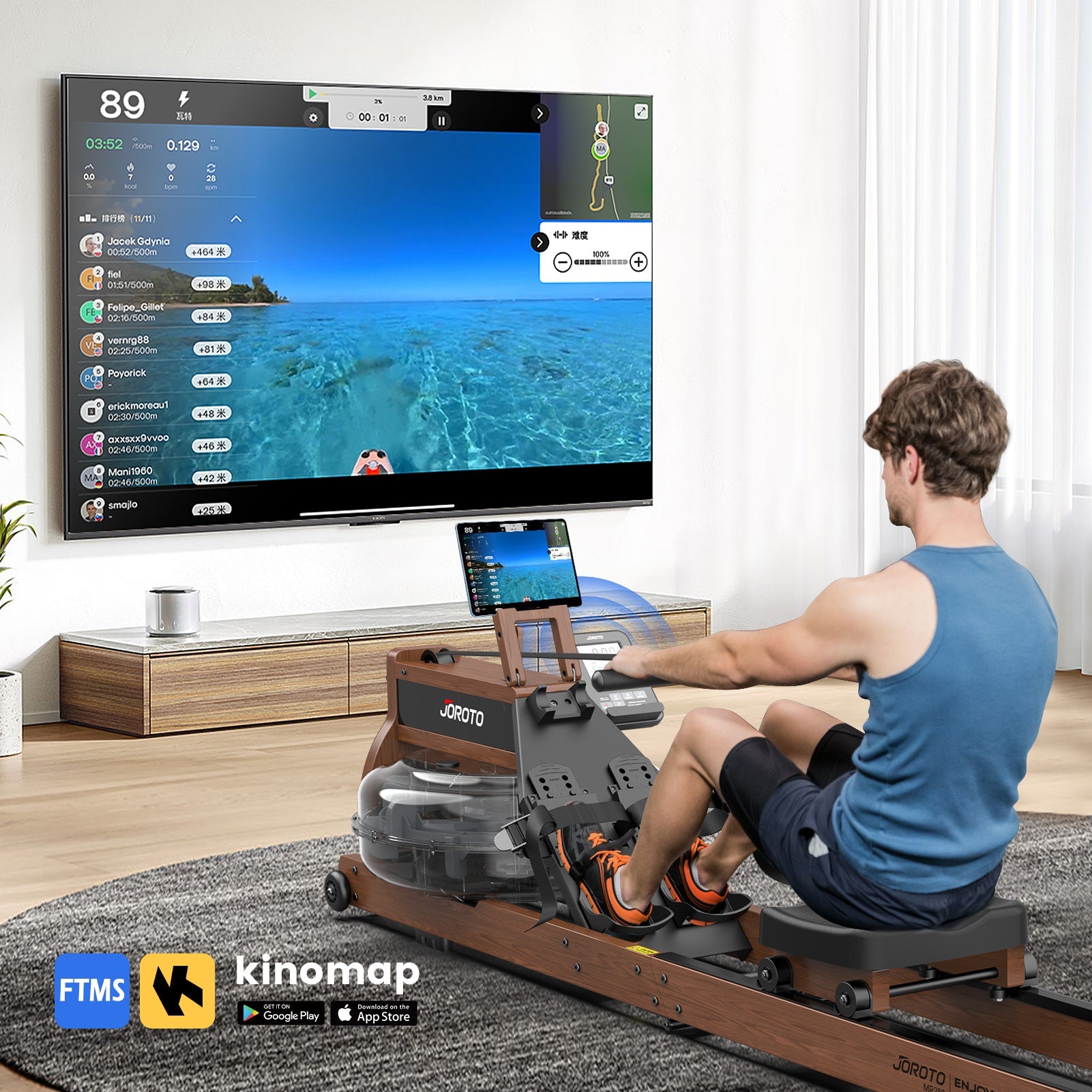 JOROTO MR380 - Luxury Experience Water Resistance Rowing Machine - Jorotofitness