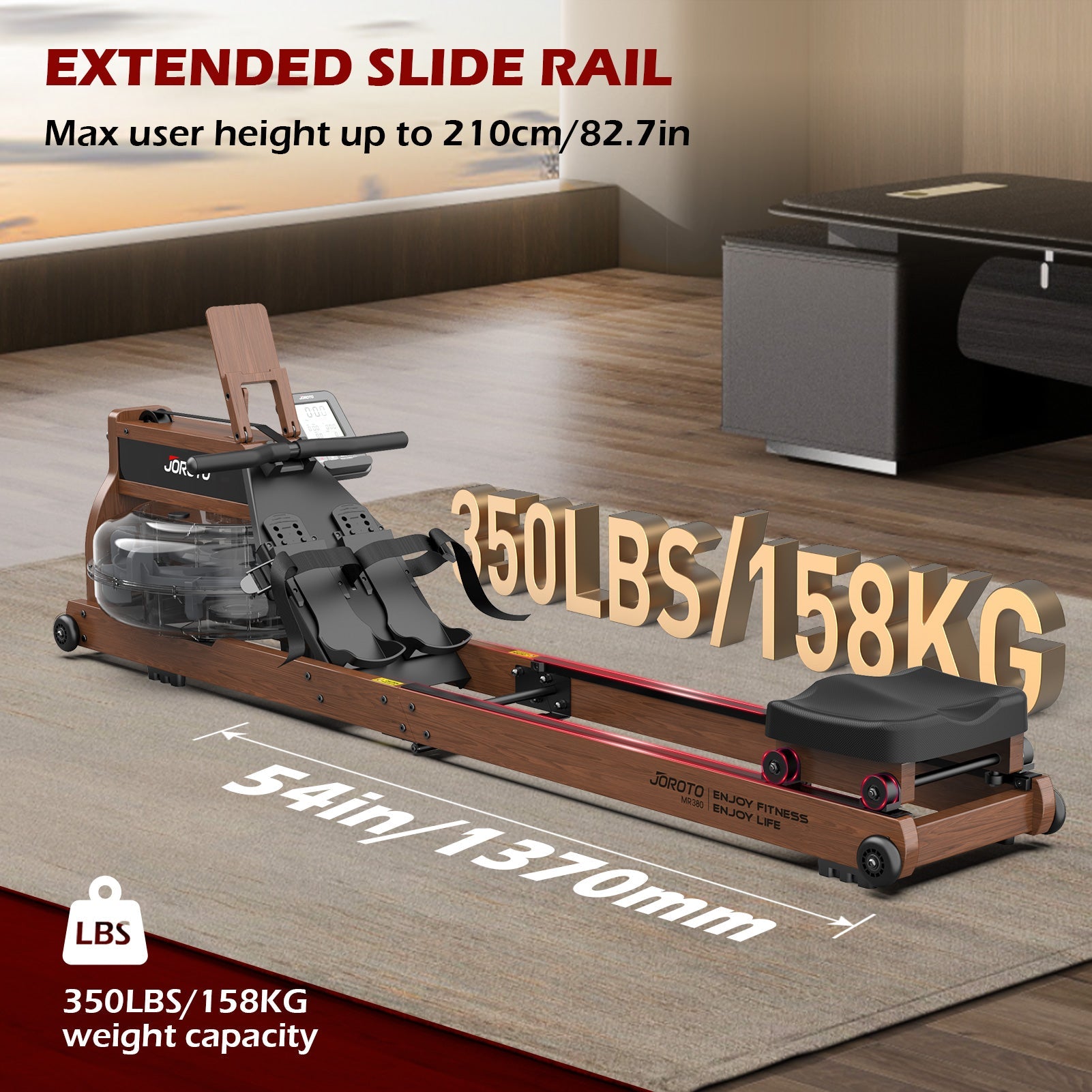 JOROTO MR380 - Luxury Experience Water Resistance Rowing Machine - Jorotofitness