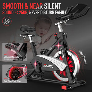 2nd Hand JOROTO X2PRO Bluetooth Stationary Exercise Bike Magnetic Belt Drive Indoor Cycling Bike, 300 Pounds Loads Fitness Cycle Bikes!!! - jorotofitness