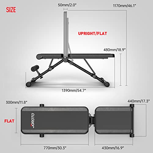 JOROTO MD35 Adjustable Weight Bench - Foldable 700 Pounds Load Strength Training Benches for Full Body Workout Bench Press ( With Fast Auto-lock Adjustments ) - jorotofitness