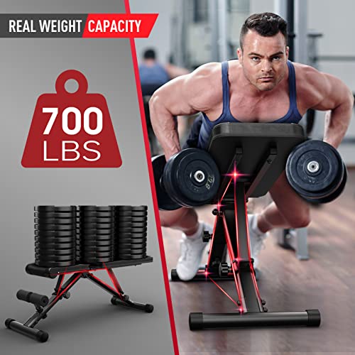 JOROTO MD35 Adjustable Weight Bench - Foldable 700 Pounds Load Strength Training Benches for Full Body Workout Bench Press ( With Fast Auto-lock Adjustments ) - jorotofitness