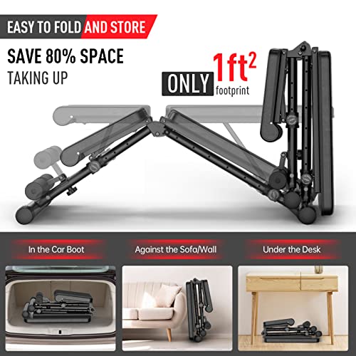 JOROTO MD35 Adjustable Weight Bench - Foldable 700 Pounds Load Strength Training Benches for Full Body Workout Bench Press ( With Fast Auto-lock Adjustments ) - jorotofitness