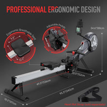 JOROTO Rowing Machine - Air & Magnetic Resistance Rowing Machines Support Bluetooth and Kinomap, Commercial Grade Rower Machine with Smart Backlit Monitor - jorotofitness