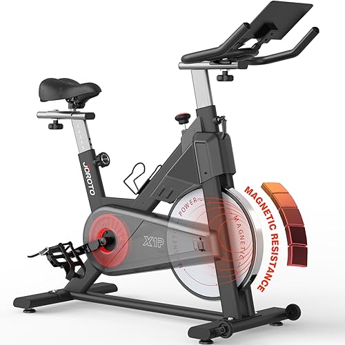JOROTO X1P Stationary Bikes for Home - Exercise Bike with Magnetic Resistance, Indoor Cycling Bikes with Enlarged Tablet Bracket, RPM Display, Solid Heavy Flywheel, Heavy Duty Steel Material - jorotofitness