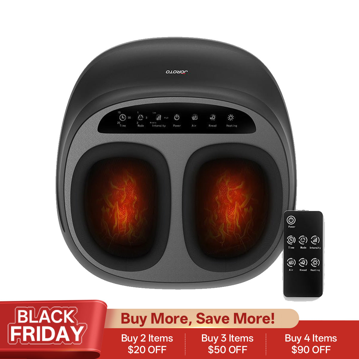 JOROTO JFM3 Shiatsu Foot Massager: Heated Deep Kneading Relief with Wireless Remote & Multi-Massage Modes