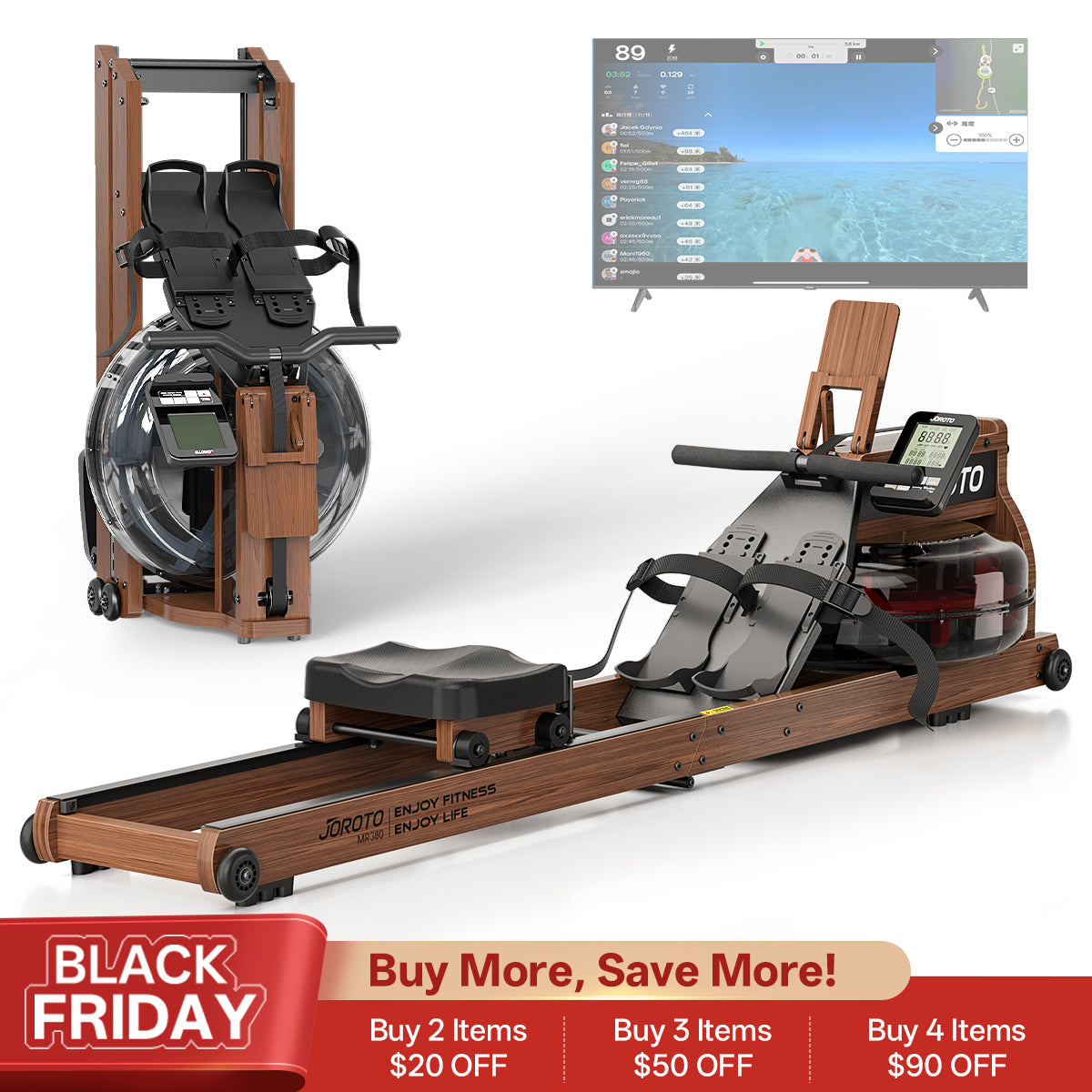 JOROTO MR380 - Luxury Experience Water Resistance Rowing Machine