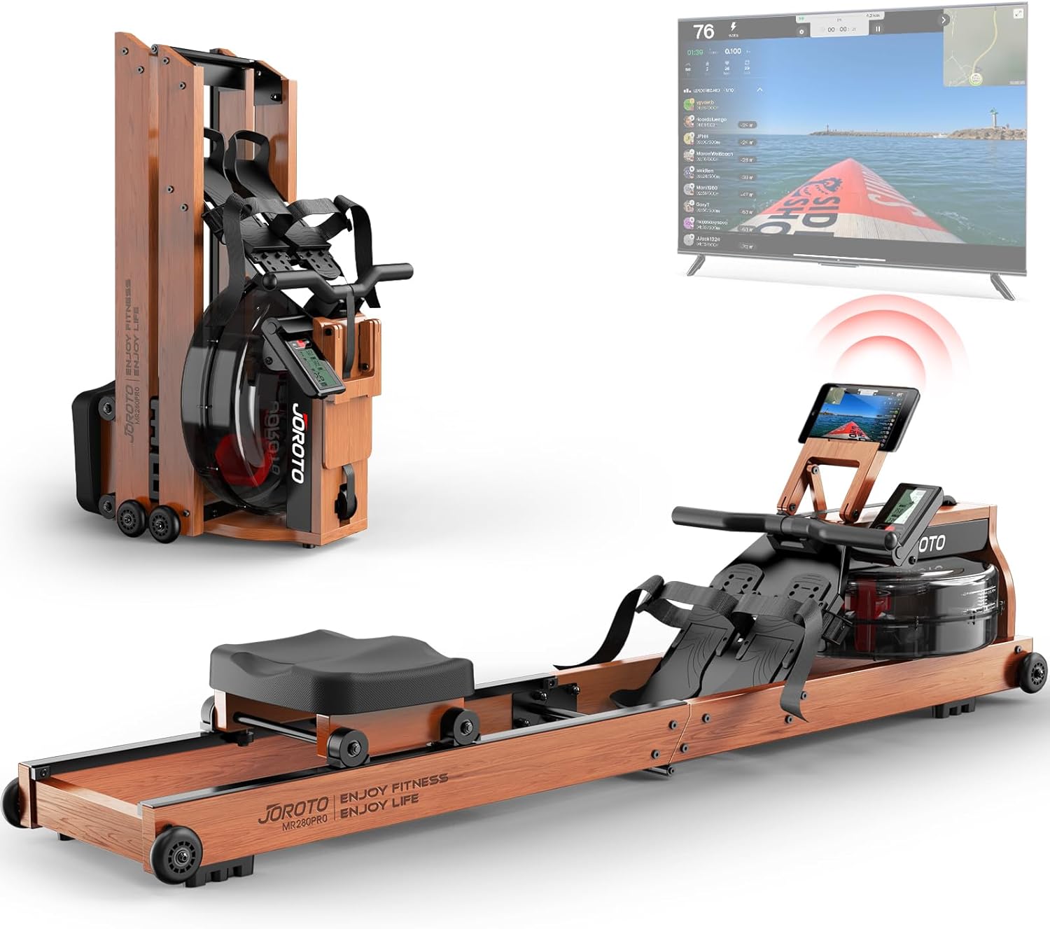 JOROTO 280PRO Solid Oak Water Rowing Machine - jorotofitness