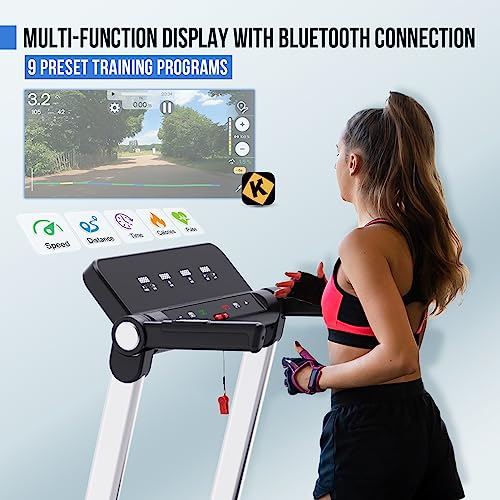 JOROTO Foldable Treadmill, 2.5HP Folding Treadmill MAX 265 Lbs Capacity Treadmills for Home Bluetooth & App Portable Treadmill with Led Display, 9 Preset Programs - jorotofitness