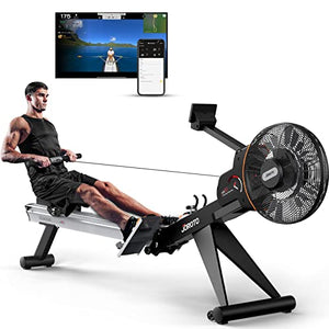 JOROTO Rowing Machine, Air & Magnetic Dual Resistance Rower Machine with Bluetooth Backlit Monitor, 53.6" Extra-Long Rail Foldable Rowing Machines for Home Use - jorotofitness