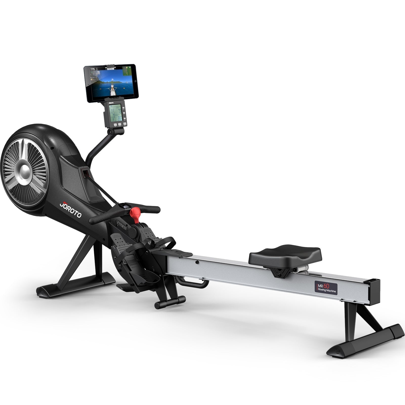 JOROTO Rowing Machine MR60 - Air & Magnetic Resistance Rowing Machines Support Bluetooth and Kinomap, Commercial Grade Rower Machine with Smart Backlit Monitor - jorotofitness