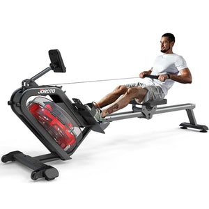 JOROTO Water Rowing Machine for Home Use, 50°Incline Enhanced Resistance Rower 330 Lbs Weight Capacity with Bluetooth Connection, 44 Days Kinomap APP Membership - jorotofitness