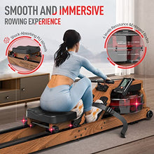 JOROTO Water Rowing Machine for Home Use, Oak Wood Foldable Rower Machine 330lbs Weight Capacity with Bluetooth Monitor, Tablet Holder, Heart Rate Belt - jorotofitness