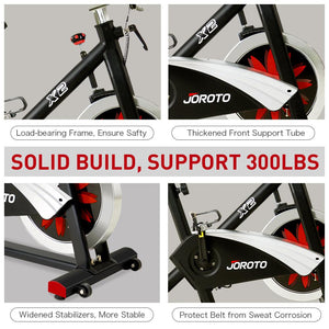 Magnetic Indoor Cycling Bike with Belt Drive - JOROTO X2 (updated 300 lbs weight capacity) - jorotofitness